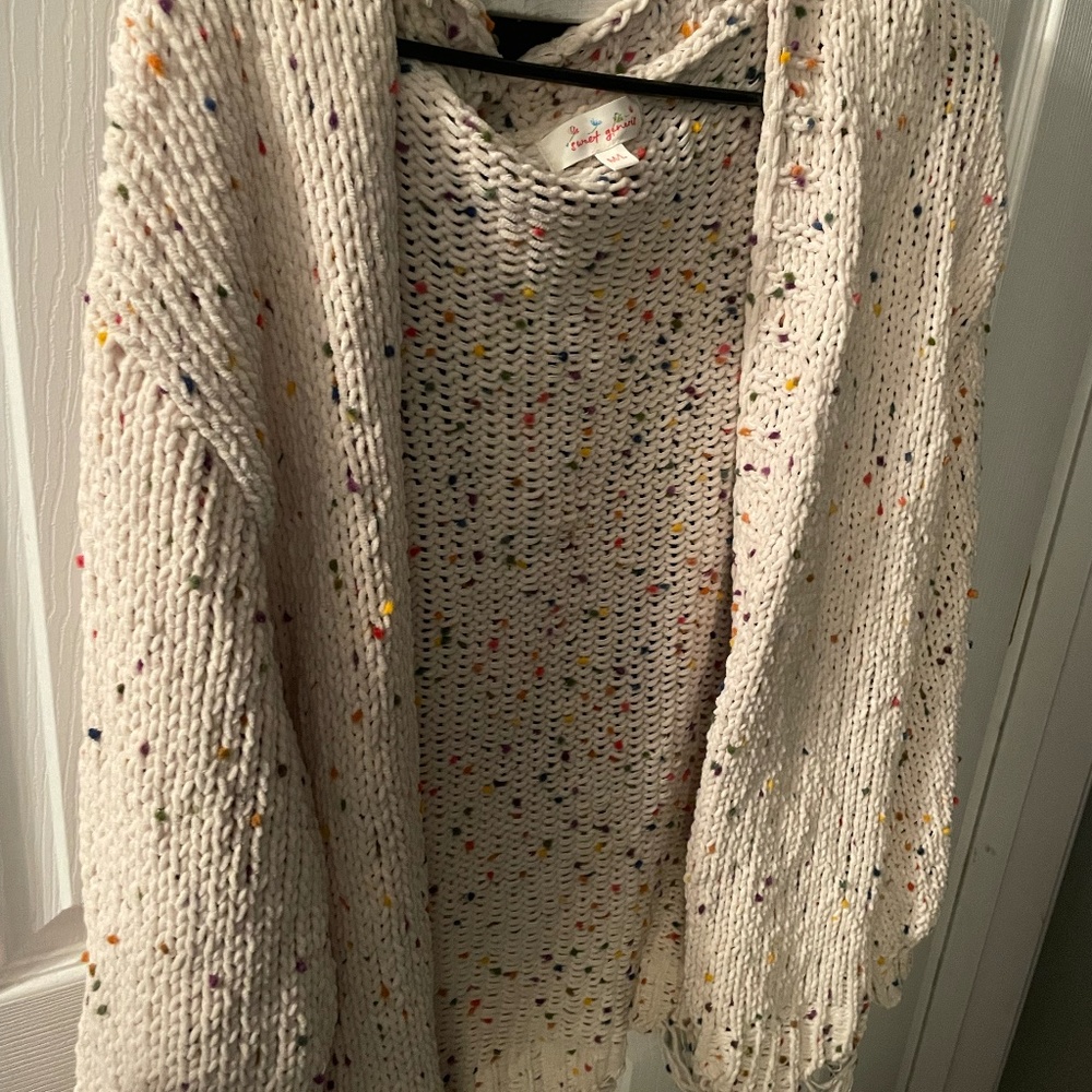Cream with multi color dots cardigan